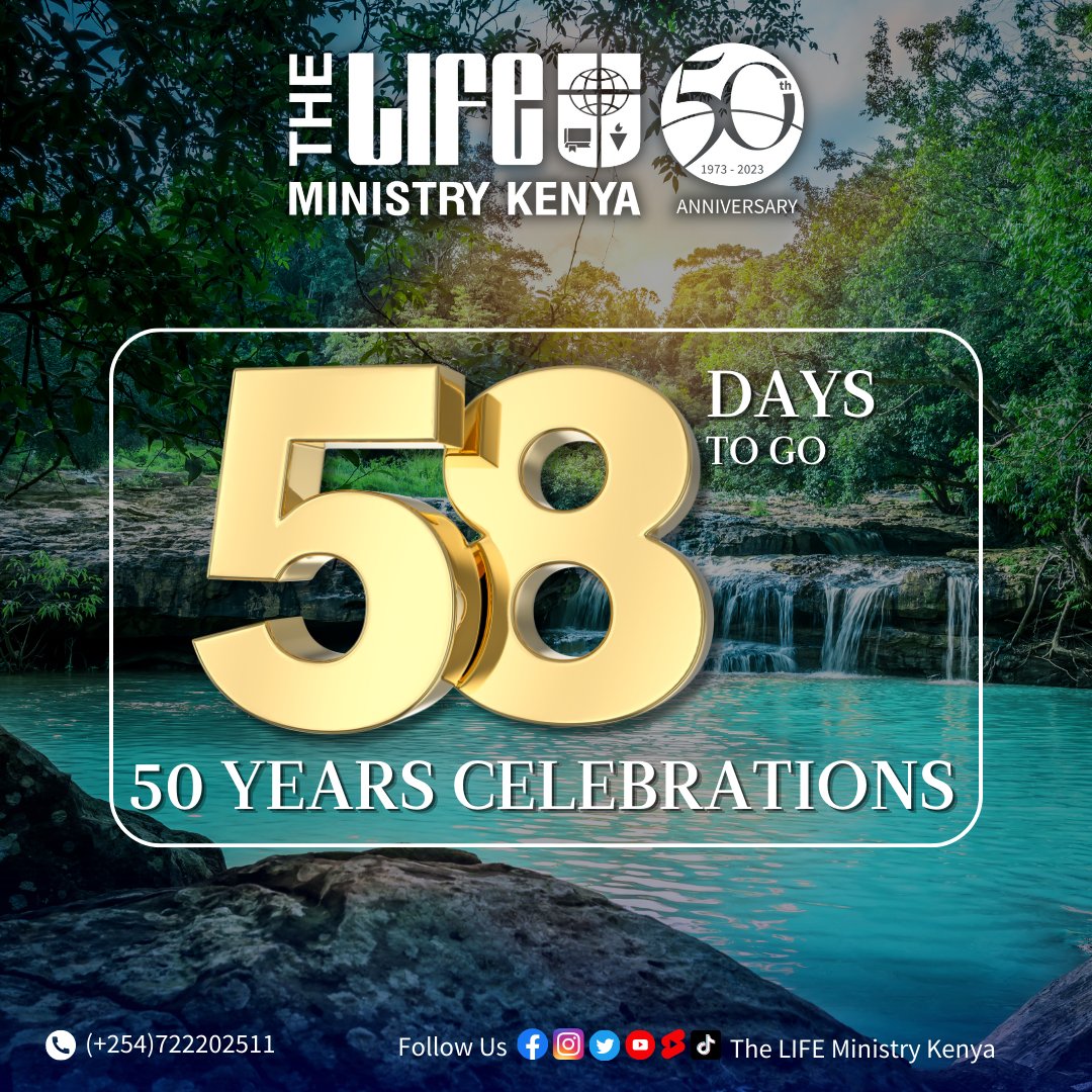 lmkenya's tweet photo. The LIFE MINISTRY Kenya is celebrating 50 Years of Building Movements in every County in Kenya so that everyone knows someone who truly follows Jesus.
#58daystogo
#GodsGloryOurJoy
#celebrating50years
#GreatCommission https://t.co/S04GB0sUXN