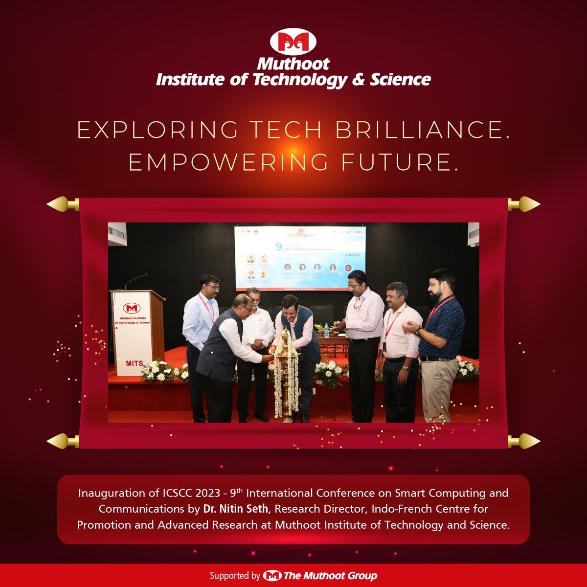 MITSKochi's tweet photo. Embarked on an Innovative Journey at the 9th International Smart Computing and Communications Conference! Hosted by Muthoot Institute of Technology and Science, this 3-day event brought together brilliant minds and cutting-edge ideas in the field. 
#ICSCC #icsccconference https://t.co/2QrMmq233Y