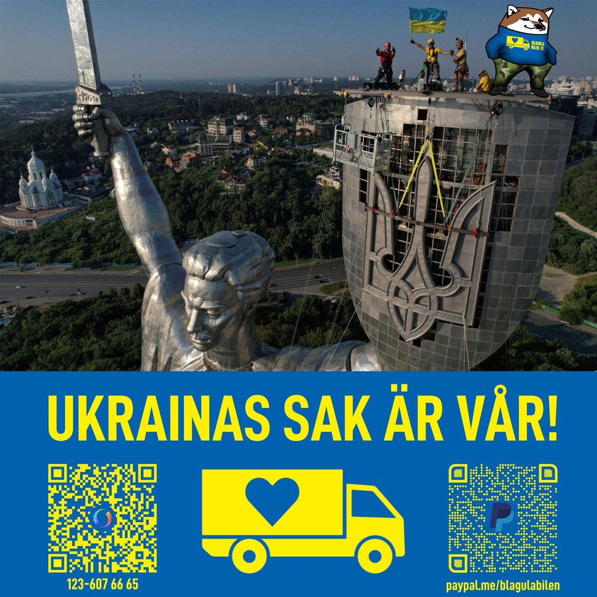 BlagulaBilen's tweet photo. Idag hyllar vi det tappra Ukraina i deras kamp mot Ryssland för frihet. 

Varje dag inspireras vi av ukrainarnas mod och styrka. 

Glad nationaldag! 🇺🇦

Blågula Bilens leveranser fortsätter tills Ukraina återfått sin fulla frihet.

Swish: 123 607 66 65
https://t.co/ytSUkXFDiR https://t.co/rIUHApPoUn