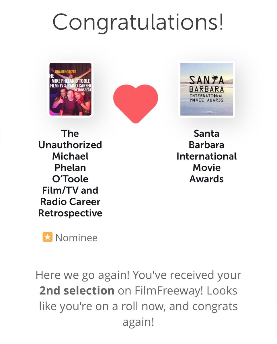 The doc I made about screenwriter/actor <a href="/MikeOToole/">Michael O'Toole</a> got some love from the <a href="/SBIFF/">SBIFF</a> <a href="/cctvcambridge/">CCTV Cambridge 🎥</a> <a href="/tvsantabarbara/">TV Santa Barbara</a> <a href="/New_TV/">NewTV</a>