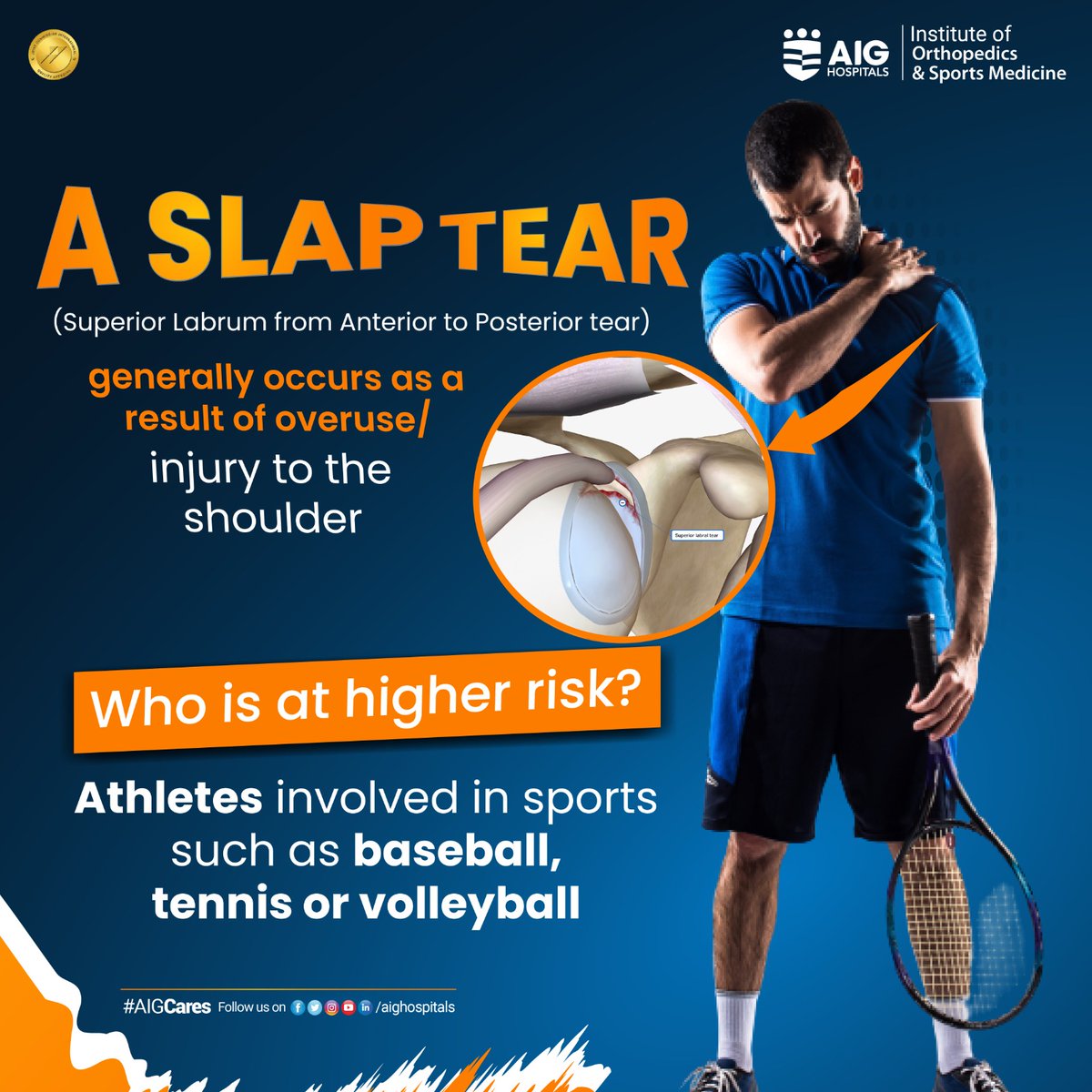 AIGHospitals's tweet photo. Ready to regain your strength and mobility after a SLAP tear? Meet our shoulder experts for advanced treatments with a smooth recovery
#AIGHospitals #SlapTear #treatment #Shoulder #Injury #Orthopedics #AIGCares #Hyderabad https://t.co/YmYctinOdp