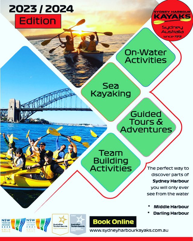 Are you ready for some amazing seakayaking adventures and team-building activities. - click on the following link for the 
Sydney Harbour Kayaks 2023/2024 Tour / Activity / Adventure e-Brochure.
LINK >>> sydneyharbourkayaks.com.au/_files/ugd/508…