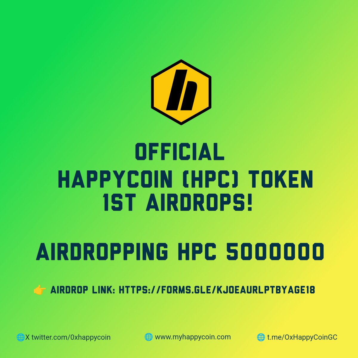 0xHappyCoin's tweet photo. 🔥 Incentivized Airdrops: HAPPYCOIN 🔥

🏆 Reward:  5M HPC Token for all qualified  participants. 

⏰ Date Started: August 24th 2023 ~ until 5M HPC tokens are claimed.

🔗Airdrop Link👉 : https://t.co/KtzoKF3Lt2

📝 Tasks: - Complete all tasks listed on the link.

#Airdrop #HPC https://t.co/wOkIxH0XQi