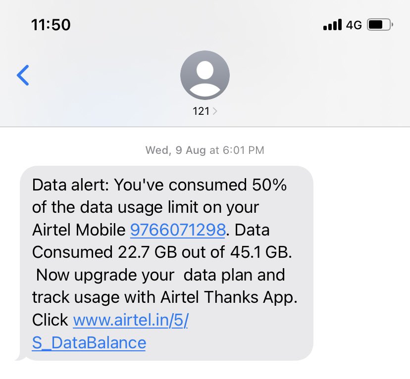 kunalmourya01's tweet image. AIRTEL DATA ALERT : New billing cycle start on 8th Aug & On 9th Aug means in 48 hours 22.7 GB #Netdata is showing used by mobile @airtelindia @Airtel_Presence 
Mislead the #Gold customer ?
#airtel is worth using ? @TRAI @PIBMumbai @PIB_India 
@vrNagpur @ProshuncTOI