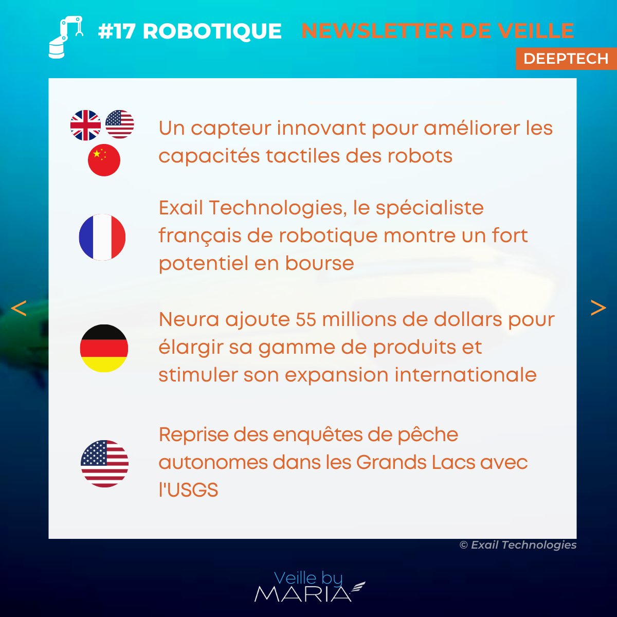 ConseilMaria's tweet photo. Cette semaine, la #veille by MARIA vous partage sa sélection d'actualités #deeptech et #développementdurable du secteur de la #robotique

Accédez gratuitement à la version intégrale de notre newsletter mensuelle 👉🏻 https://t.co/XCCv6GFoZI https://t.co/qOFbcj8YqJ
