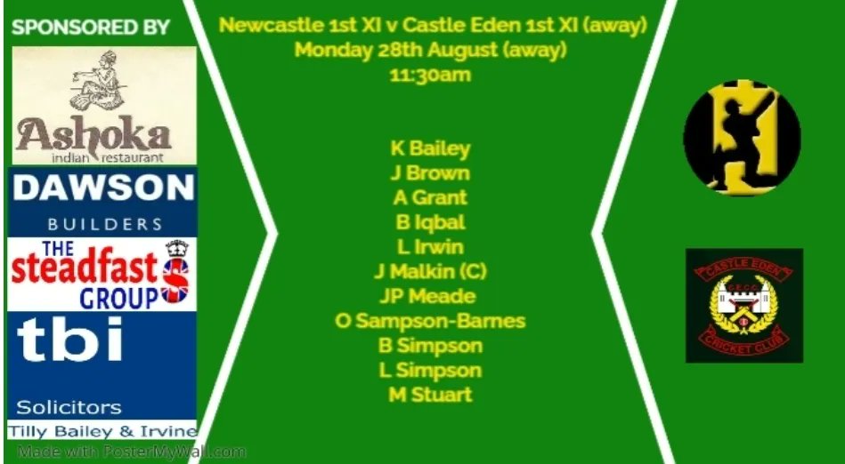 CECC_official's tweet photo. Bank Holiday weekend team news! Please note no home game on Monday as our 2nd XI are playing at Blackhall Welfare  ground. Also a big thank you to John Harding our 1st XI match ball sponsor for Saturday #ute 🏏 @neplcricket @hillcricket @EppletonCC @NewcCricketClub @LanchesterCC https://t.co/asoAawFZJz