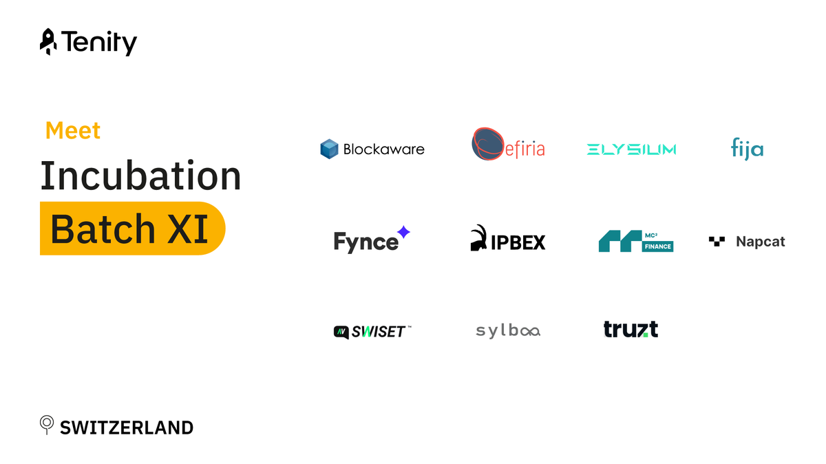 tenity_global's tweet photo. 🇨🇭 Announcing Tenity Switzerland Incubation Batch 11  🚀 

🎯  Selected from more than 220 applications
🌍  Representing 7 countries
💬  Focus areas: Web3, Crypto, Wealth Management, Payments, Investing, and more

↗ Read the full press release here: https://t.co/14wHrwvbqs https://t.co/LOqDPtJjjB