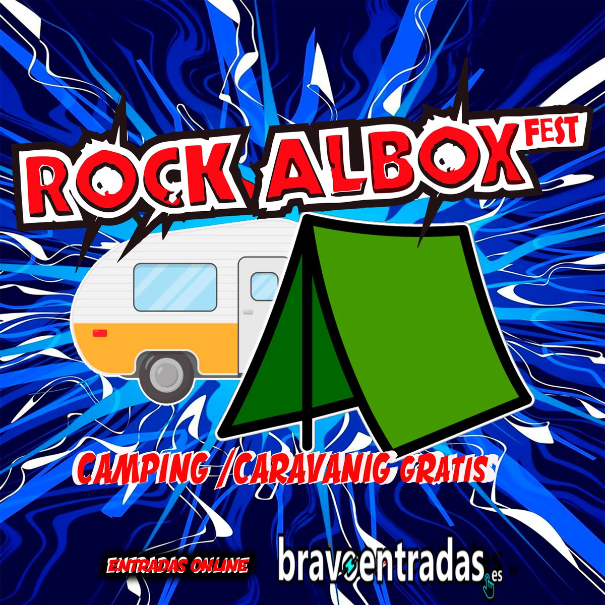 𝓡𝓸𝓬𝓴 𝓐𝓵𝓫𝓸𝔁 𝓕𝓮𝓼𝓽
21 octubre de 2023
Recinto ferial de Albox (Almería)
Entradas anticipadas en: 
bravoentradas.es
Zona de Acampada libre y Caravanas (Gratis)
Menores de 12 años acceso gratuito (Acompañados por un adulto con entrada)
#38rockalbox #Albox #almeria