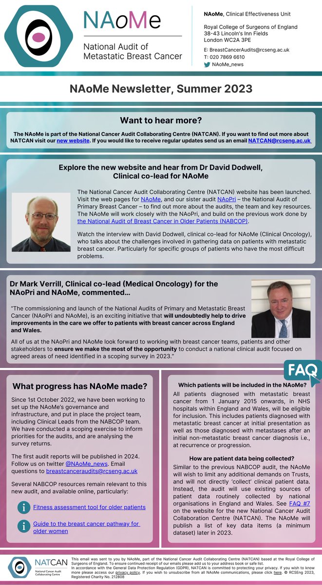📧 Have you read the summer @NAoMe_News newsletter?

Download it to read our FAQs - including how patient data are being collected #BreastCancer #audit

natcan.org.uk/news/   

<a href="/ABSGBI/">ABS</a> @RCSNews <a href="/TheMammaryFold1/">The Mammary Fold</a> <a href="/HQIP/">Healthcare Quality Improvement Partnership</a> <a href="/WalesCancerNet/">Tîm Cenedlaethol Canser | National Cancer Team</a> <a href="/NHSEngland/">NHS England</a> <a href="/NATCAN_news/">National Cancer Audit Collaborating Centre</a>