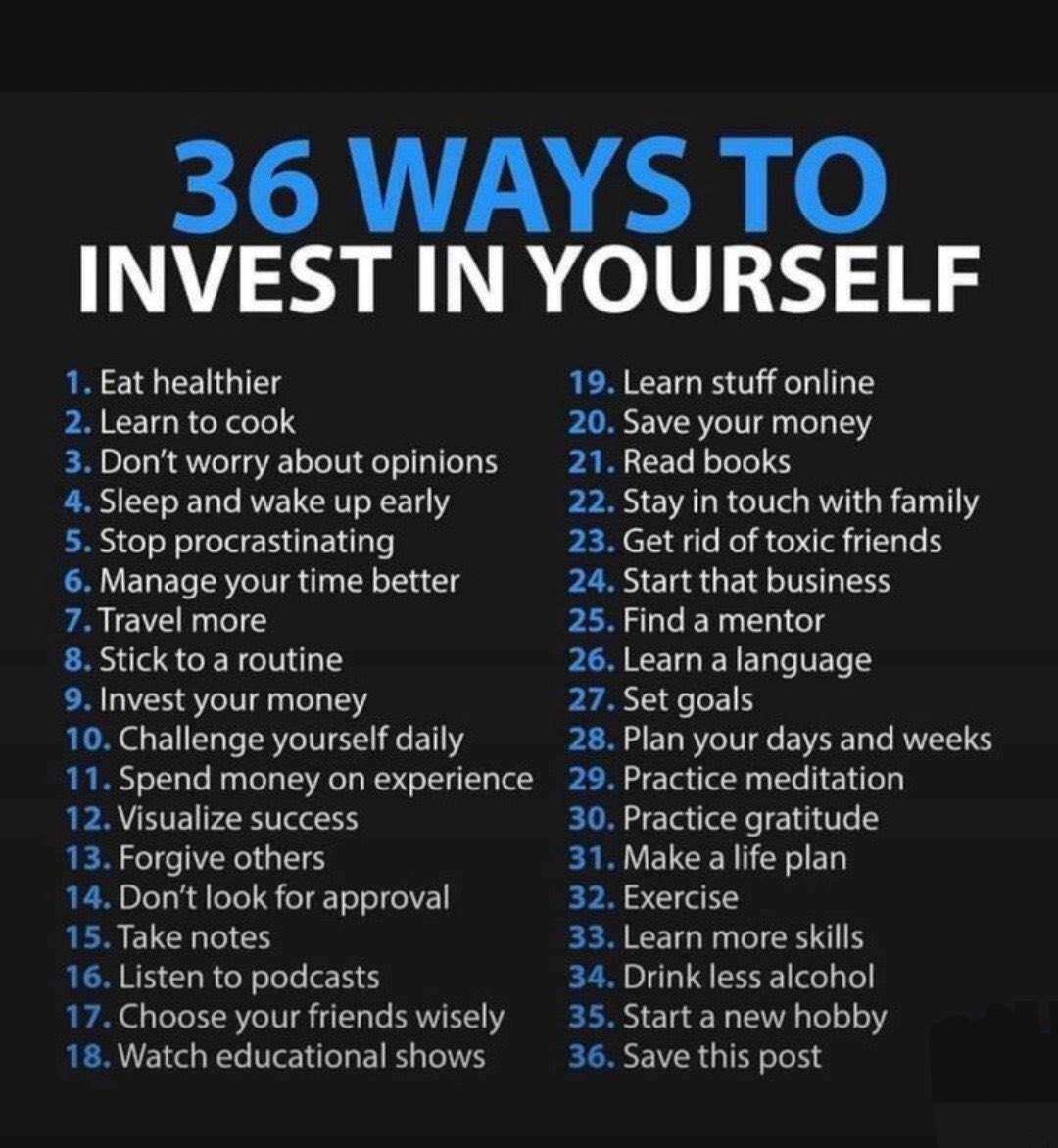 HoliHappiness's tweet image. 36 Ways To Invest In Yourself.