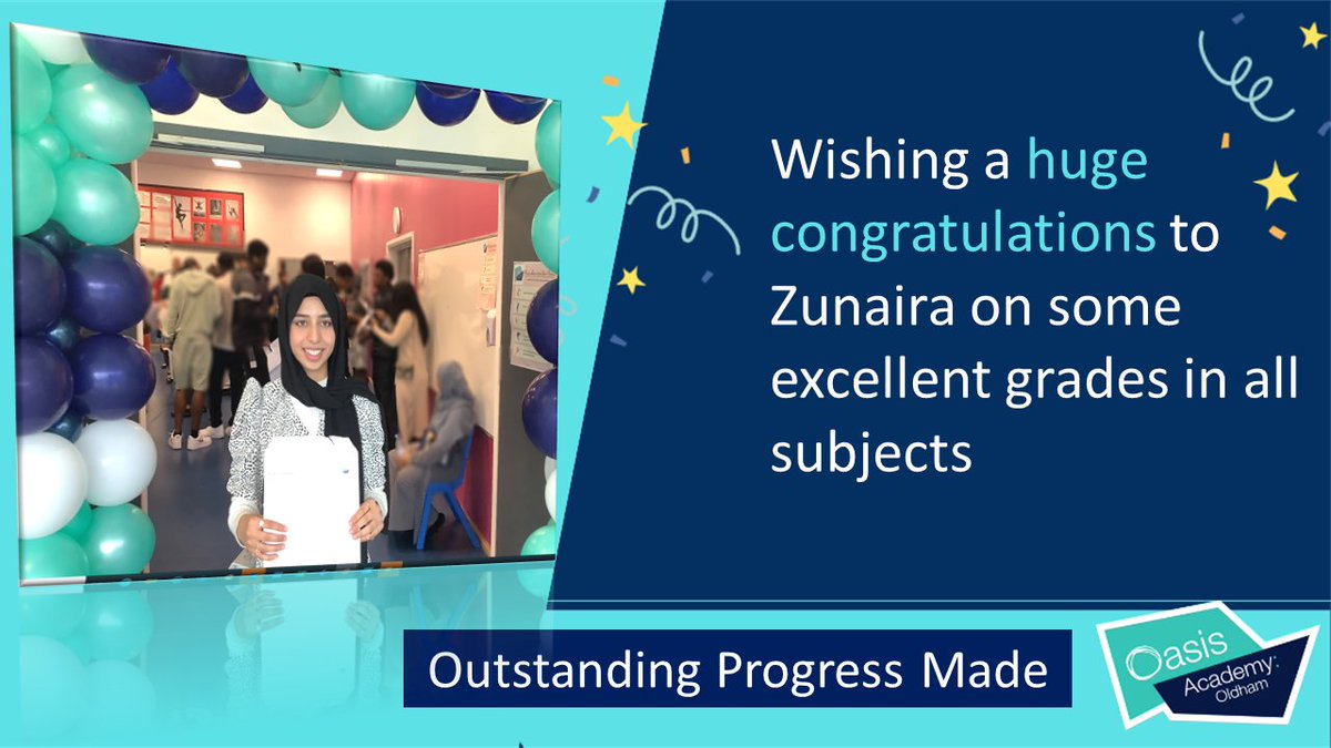 OldhamOasis's tweet photo. Well done Zunaira! Some outstanding progress made! We hope you are absolutely thrilled with your results, some excellent grades achieved π#proudofyou #GCSEResultsDay #OCLResults #OAO #GCSResults #DevelopingCharacterCompetenceandCommunity https://t.co/K4sXxoi8mZ