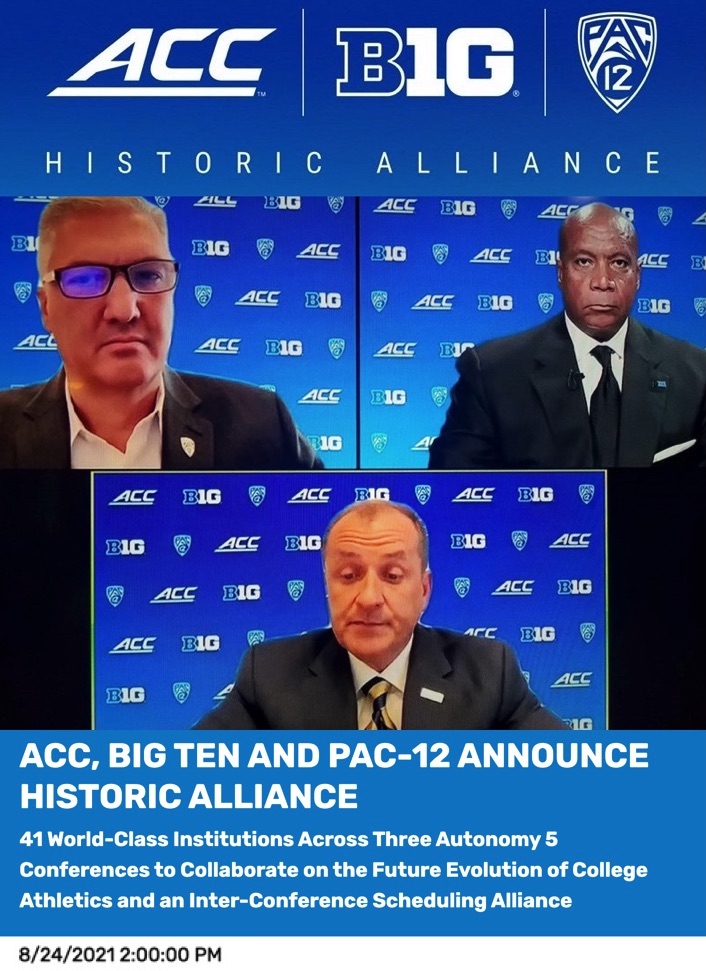 CSOonX's tweet photo. Happy 2-year anniversary to "The Alliance"! 🎂

On this day in 2021, the ACC, Big Ten &amp; Pac-12 joined together to “to stabilize a volatile environment” in college athletics by prioritizing "student-athlete well-being" over money. 🥶

Mission accomplished, gentlemen!! 🫡 https://t.co/x6a4YQ4ekO