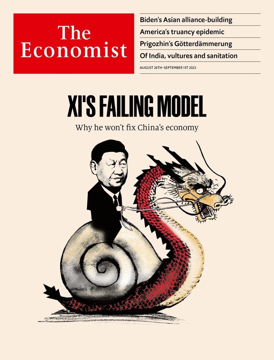 China’s economy is suffering because an increasingly autocratic government is making bad decisions. After four decades of fast growth, an era of disappointment is beginning econ.st/45kPsRG