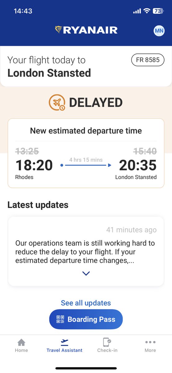 newdog83's tweet photo. @Ryanair currently waiting at Rhodes airport with a lot of unhappy passengers no explanation why we have a 5 hour delay ? Just a 4 euro voucher won’t even buy a coffee !!! https://t.co/TlEswbnTaE