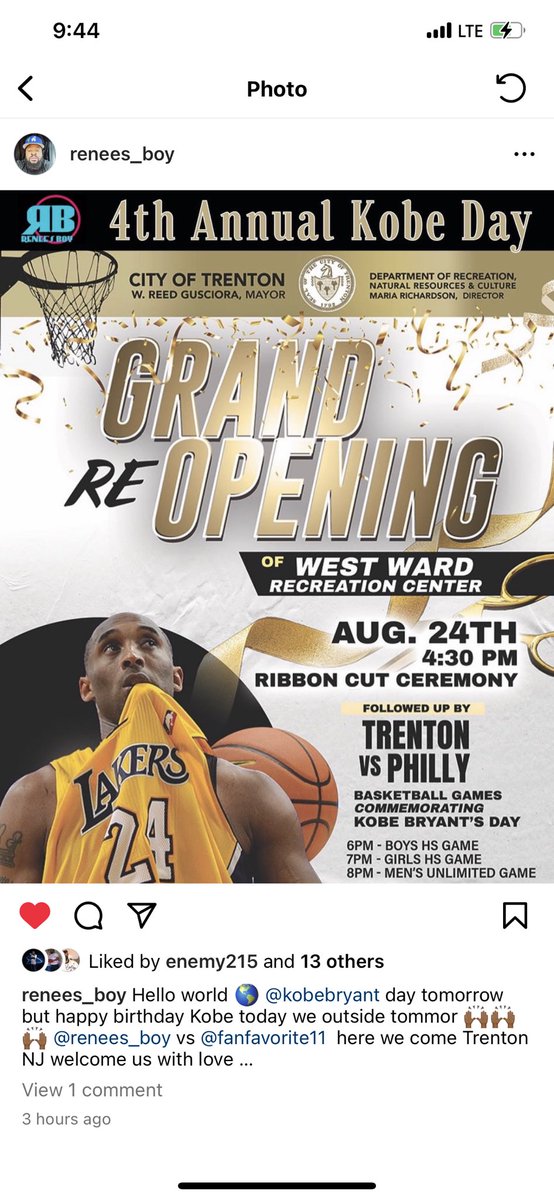 #KobeDay #4thannual #4thannualkobeday #Today At The #WestWardRecreationCenter #1630pm #351ProspectStreet #TrentonNewJersey #TrentonNJ #Trenton #NewJersey #PullUp For The #basketballGames #TrentonVsPhiladelphia #vs #Philadelphia #Philly Shout Out To @fanfavorite11 & @renees_boy