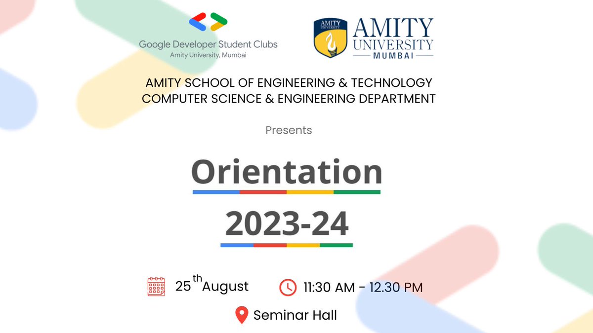 Launching into a world of possibilities! * Join us for the orientation session we kickstart the GDCS journey with style and excitement at Amity University Mumbai
#gdsc #gdscaum #amityuniversitymumbai