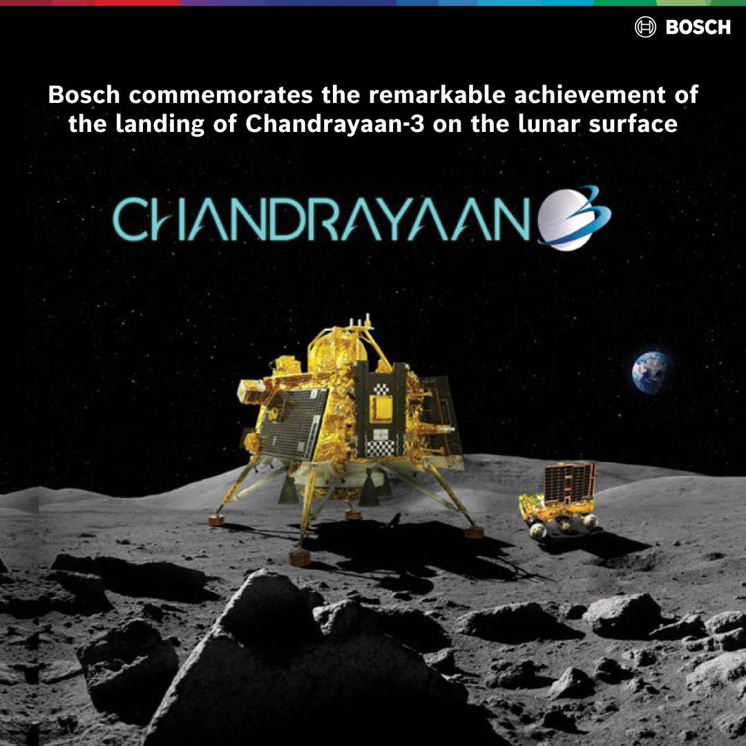 Our heartfelt congratulations to @isro for their accomplishments with #Chandrayaan_3 - the first spacecraft to touchdown on the lunar south pole. We're proud to share that Bosch Rexroth India has contributed to this mission, marking a successful partnership with ISRO. #SparkNXT
