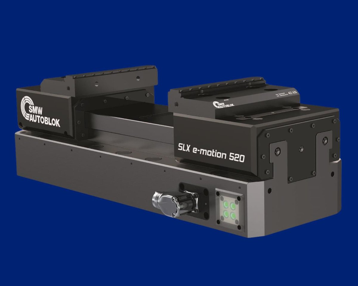 ITSsupply's tweet photo. Looking for a vise where no hydraulics or pneumatics are needed? The electric SLX e-motion long-stroke vise is the ideal choice and features a mechatronic clamping drive for automatic quick jaw change, powerful clamp force and jaw position monitoring! @smwautoblok https://t.co/8YUmkNFlG4
