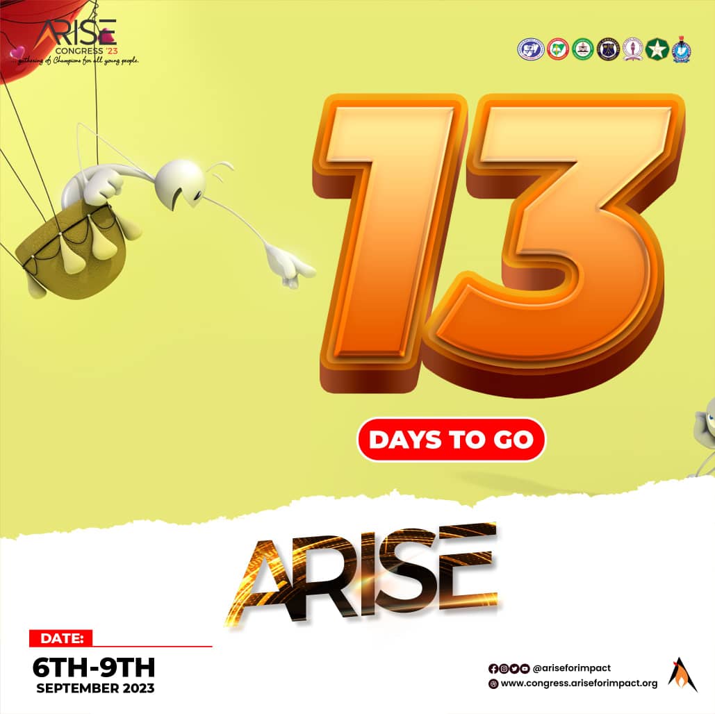 AdesolaAdeyemi1's tweet photo. It's thirteen days to another Divine Encounter, make new friends, have new experiences, learn new things and #AriseforImpact. It's thirteen days to #AriseCongress. 

#AriseCongress
#AriseforImpact
#NoYouthNoFuture
#NigerianBaptistConvention https://t.co/70pkZ6YbVr