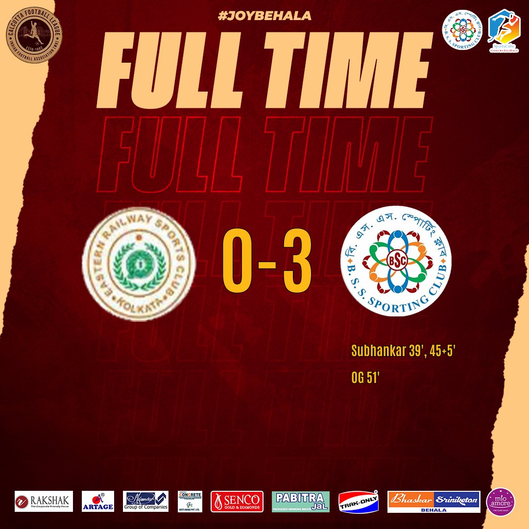bsssporting's tweet photo. It's Full Time in Konnagar. ⏱️

We managed to win back to back games ❤💪. 

#BssSporting🦾 #IndianFootball ⚽ #BSSC ⭐ #JoyBehala https://t.co/dirwzeL9Ij
