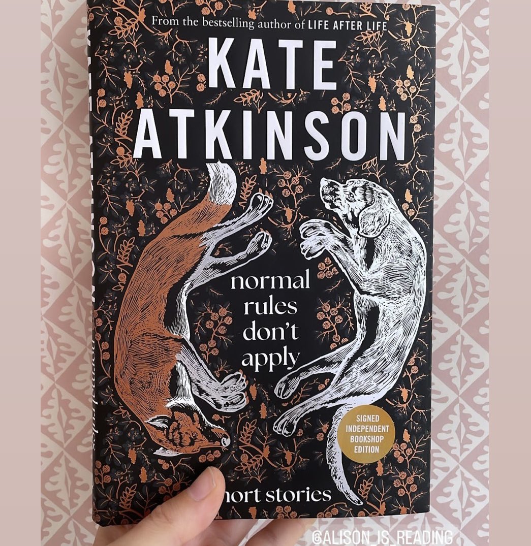 alisonbarrow's tweet photo. Treat yourself to an escape into other lives, other worlds, other stories, from the genius pen of literary award winning bestselling genius Kate Atkinson. #NormalRulesDontApply is out today. She's astonishing. 💙📚💫Jacket design: @marianneissaelk 🧡 https://t.co/oxBFOR1IwE