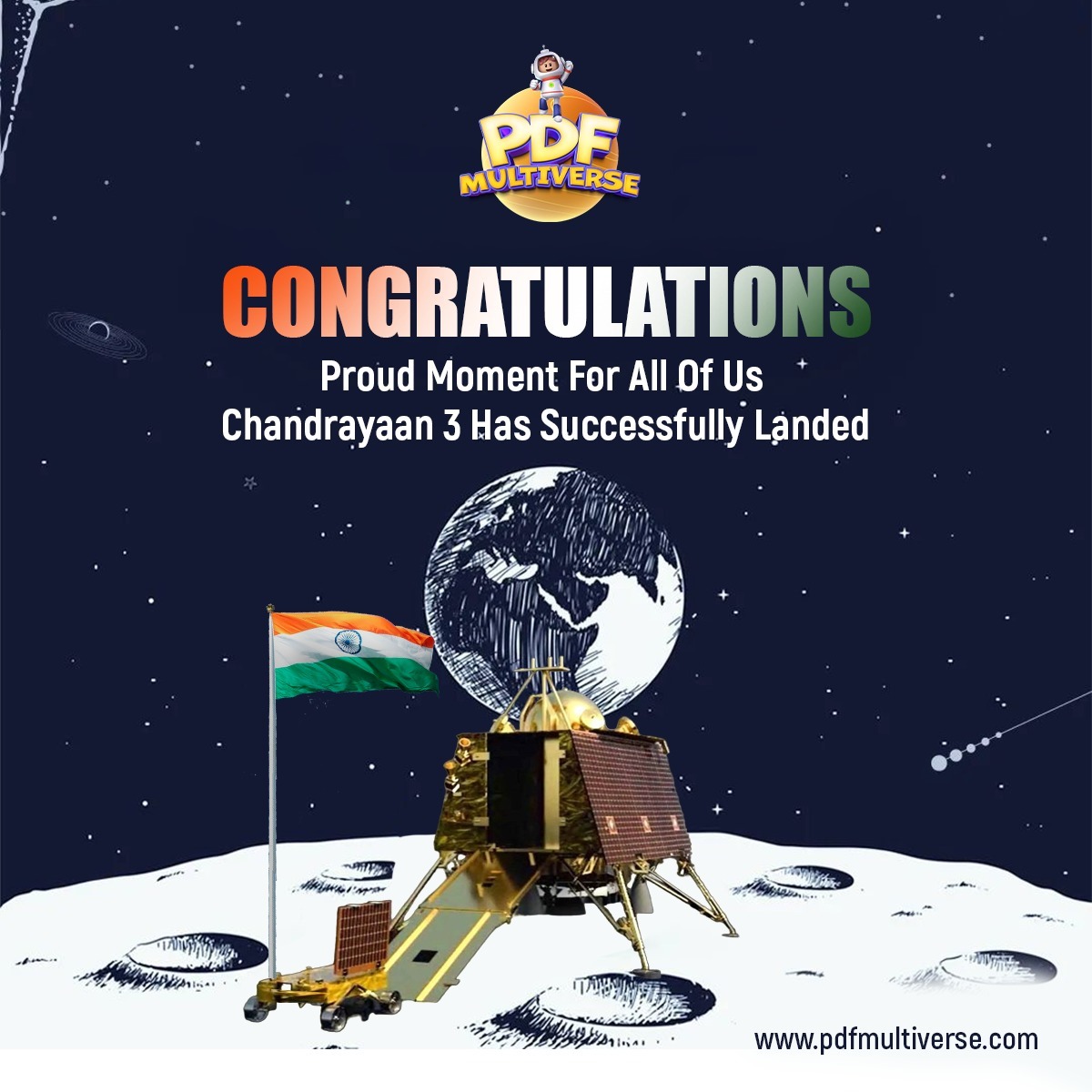 PdfMultiverse's tweet image. Congratulations to ISRO and the entire team behind this remarkable mission!

Visit: pdfmultiverse.com

#pdfmultiverse #pdf #india #usa #japan #korea #wordtopdf #ppttopdf #exceltopdf #jpgtopdf #mergepdf #splitpdf #extractpdf #isro #chandrayaan3 #proud #achievement