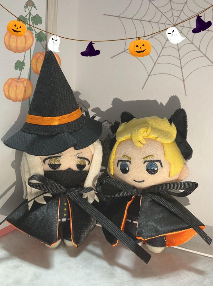 「100均でハロウィングッズ色々見てたらぬいちゃんグッズもあったので装着マント、黒」|白身もち🌸次は5月のイラスト