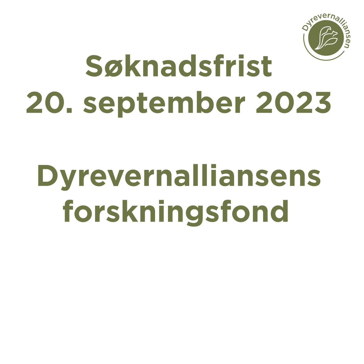 Formålet med Dyrevernaliansens forskningsfond er å finansiere forskning av god vitenskapelig kvalitet som bidrar til å fremme dyrs interesser i liv og velferd. Les mer: dyrevern.no/dyrevernallian…

#dyrevern #dyrevelferd