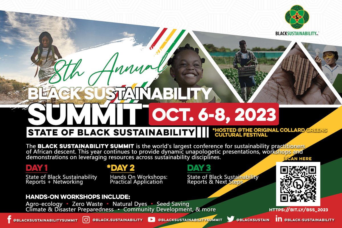 BlackSustain's tweet photo. It's that time of year again...the 8th Annual Black Sustainability Summit is IN-PERSON this Oct. 6-8, 2023...get your tickets NOW!! https://t.co/SSKEu1Ye6c #BlackSustainability https://t.co/CWWm6iIarz