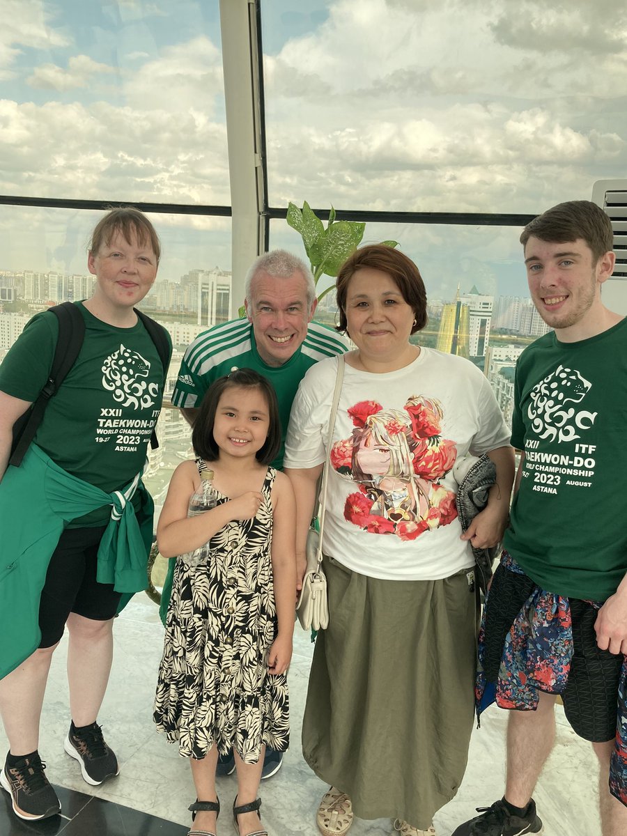 The Irish squad made new Kazakh friends today at the ‘Baiterek’ observation tower in Astana, Kazakhstan.
Local people wanted to get their photograph taken with us. I’m not sure if it was the pale complexion or green <a href="/HanleyEnergy/">Hanley Energy</a> track suits that attracted them.
So friendly.