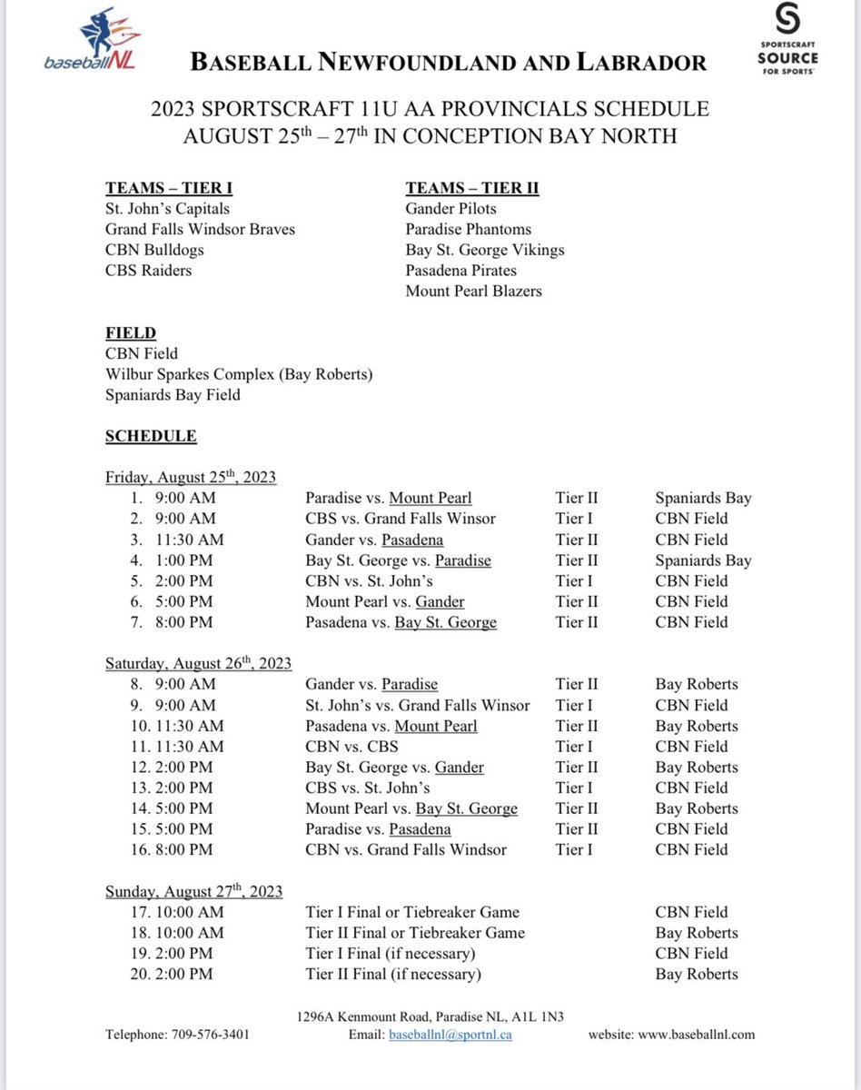 <a href="/UpperIslandCove/">Upper Island Cove</a> would like to welcome Players and Fans for the 11U AA Provincials this weekend.  Let’s go Bulldogs.

We would also like to wish the following CBN Bulldog teams good luck as they compete in provincials across the Island.
11U A - Corner Brook 
15U A - St. John’s