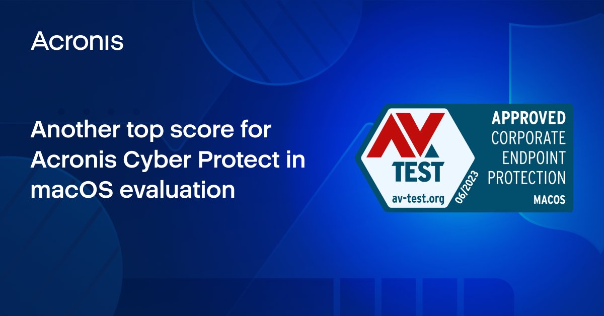 Acronis's tweet photo. 😍 AV-TEST, the renowned independent German testing laboratory, evaluated Acronis Cyber Protect Cloud with Advanced Security and rated us 18/18! 

Read on ➡️ https://t.co/4cqFCcPlkI https://t.co/n4yWqJCGJ6