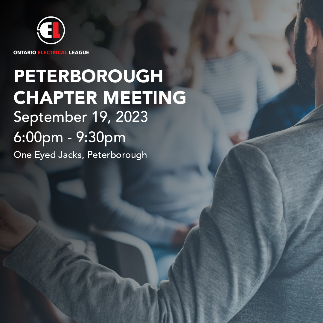 Come out to the Peterborough Chapter Meeting on September 19th to hear from John MacDonald of Integrity Corporate Solutions, who will be presenting 'Is Your Company Ready for a Boom? Is Your Company Ready for a Recession?' oel.org/events/details… #OntarioElectricalLeague #OEL