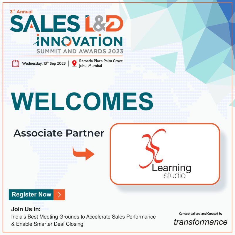 A Warm Welcome To Our Associate Partner 3E Learning Studio (Sahishnu Majumdar)

At 3rd Annual Sales L&amp;D Innovation Summit &amp; Awards 2023

On 13th September 2023
At Ramada Plaza Palm Grove Juhu Beach,Mumbai

Register Now: lnkd.in/dNXriUWJ

#sale #salesforce #salesenablement