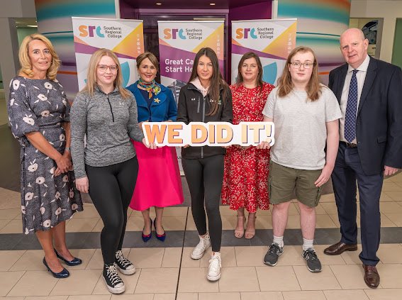 Further_NI's tweet photo. Fantastic to welcome Moira Doherty and Louise Watson @Economy_NI to Southern Regional College today to congratulate FE students on their amazing and well-earned results. #results #skills #FEforMe #furthereducation https://t.co/15zxStPPlg