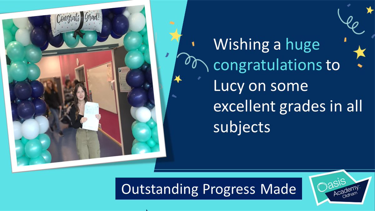 OldhamOasis's tweet photo. Wishing Lucy a huge well done! You've done so well and we hope you are absolutely thrilled with your results π #GCSEResultsDay #OCLResults #OAO #GCSResults
#DevelopingCharacterCompetenceandCommunity π https://t.co/jJE94DJQQj