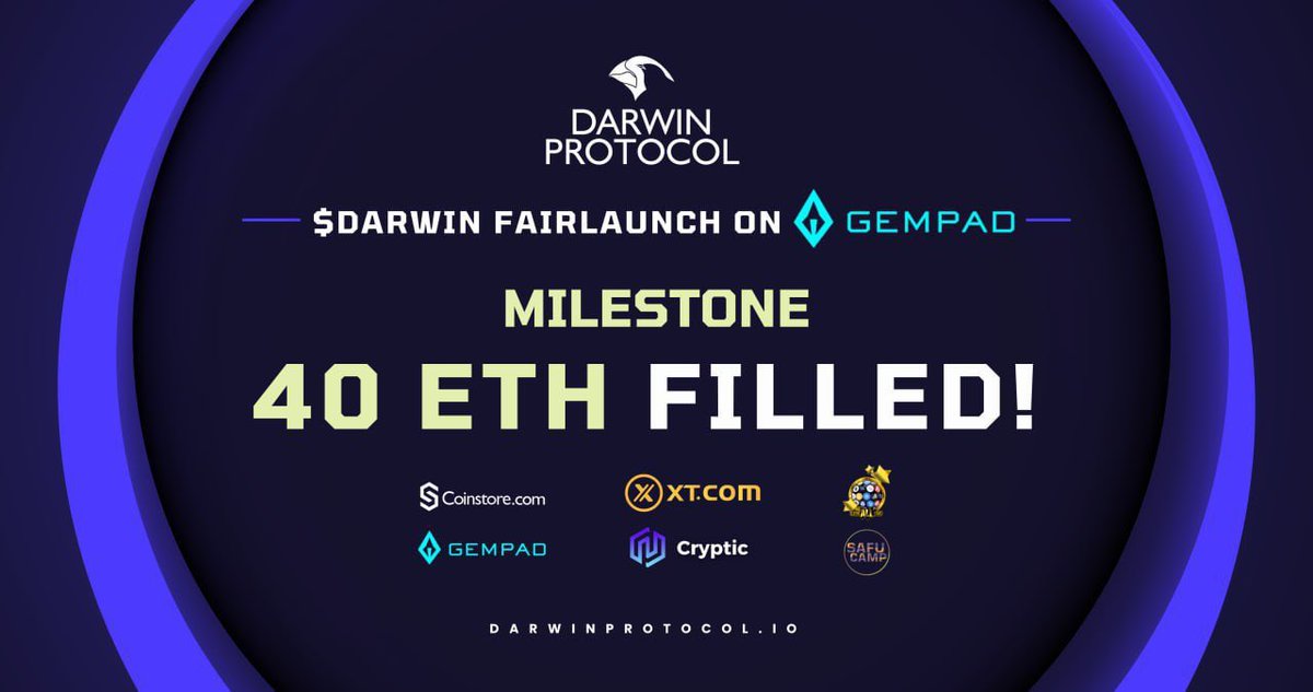 Next100XGEMS's tweet photo. FAIRLAUNCH @Darwin_Protocol LIVE🔥 40+ ETH RAISED!

🚀2.5 ETH Soft Cap Was Hit Instantly!

Changing Tax Tokens forever by moving their functions on to the DEX!

💎GemPad Diamond Tier &amp; Official Partner:💎 https://t.co/D6aHmPfEWu

Check how to buy:⬇️
https://t.co/U1ZZ6fIcv1 https://t.co/qpauGhfWJk