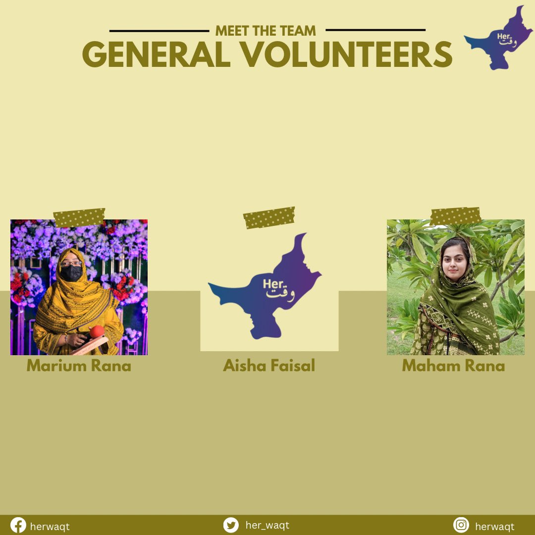 Presenting the General Volunteer Department at HerWaqt! 

General volunteers play a crucial role in HerWaqt, providing invaluable support and contributing to its overall success.

We wish the team all the luck and success for the upcoming tenure!