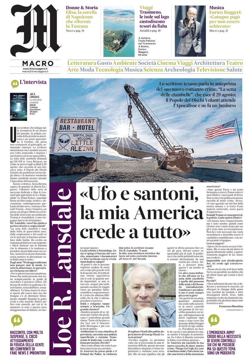 'Il problema è che molti poliziotti sono stati assunti direttamente da una scuola per clown. Anzi, a pensarci bene, questo è un insulto ai clown.' Un @joelansdale senza peli sulla lingua, intervistato da @fmusolino. @ilmessaggeroit #Lasettadelleciambelle 🍩🍩🍩 @Einaudieditore