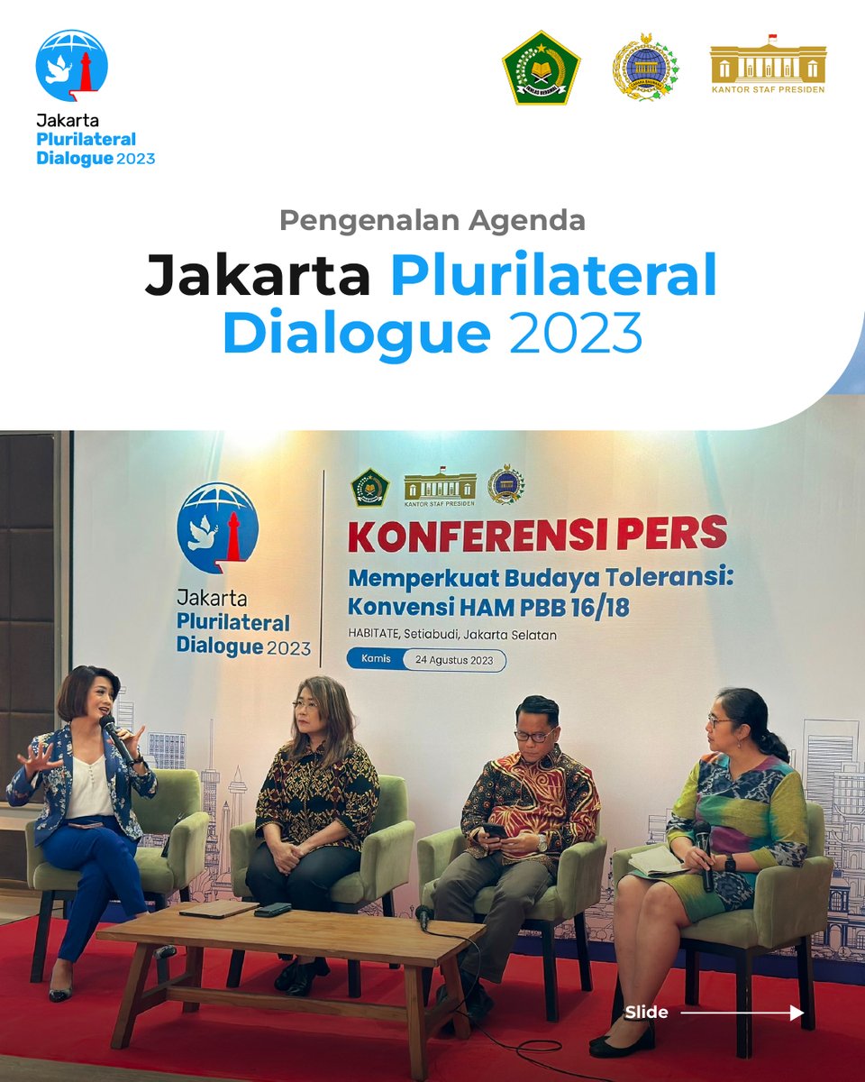 KSPgoid's tweet image. #TuandanPuan, yuk mengenal lebih jauh tentang event Jakarta Plurilateral Dialogue (JPD) 2023!

#respectdifferences
#hormatiperbedaan
#ChoosePeaceThanHatred
#PilihDamaiDariBenci
#JPD2023
#BudayaToleransi
#KSP