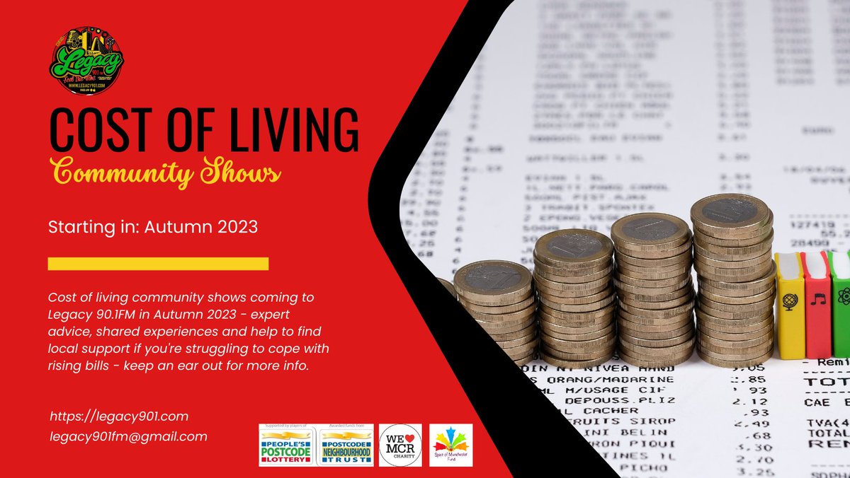 Legacy901FM's tweet image. Join us for cost of living shows in Autumn funded by People&apos;s Postcode Trust, We Love Mcr Charity &amp;amp; Spirit of Mcr
Expert advice from GM Law Centre &amp;amp;d MSV Housing 
Email legacy901fm@gmail.com to take part.
Info: legacy901.com