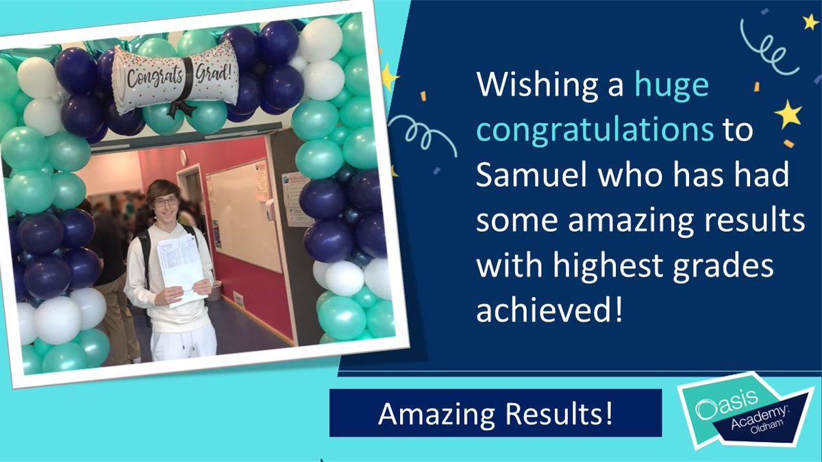 Wishing Samuel a huge well done! You've done so well and we hope you are absolutely thrilled with your results #ProudofYou 👌 #GCSEResultsDay #OCLResults #OAO #GCSResults #DevelopingCharacterCompetenceandCommunity