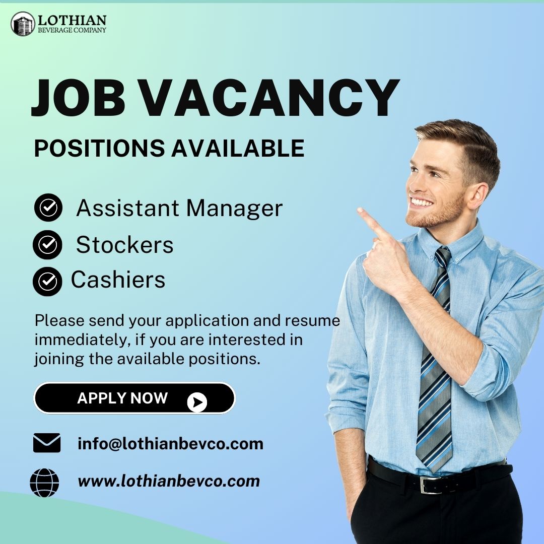 LothianBevCo's tweet photo. Join the Lothian Beverage Company team and become a part of something exceptional! We're hiring Assistant Manager, Stockers, and Cashiers. Explore opportunities at https://t.co/WGRN3wlcmK

#JoinOurTeam #LothianBeverageJob #HiringNow #LothianBeverageCareers #JoinLothianBeverage https://t.co/hHWlobEhxj