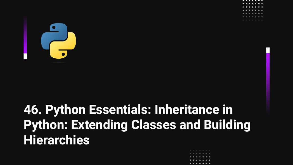 skillbakery's tweet image. 46. Python Essentials: Inheritance in Python: Extending Classes and Buil... 

youtu.be/FZkVKFOSknM?si… 

#deeplearning #pyhtonprogramming #learnpython #developer #skillbakerystudios #thursdaymorning #thursdayvibes #ThursdayMotivation #success