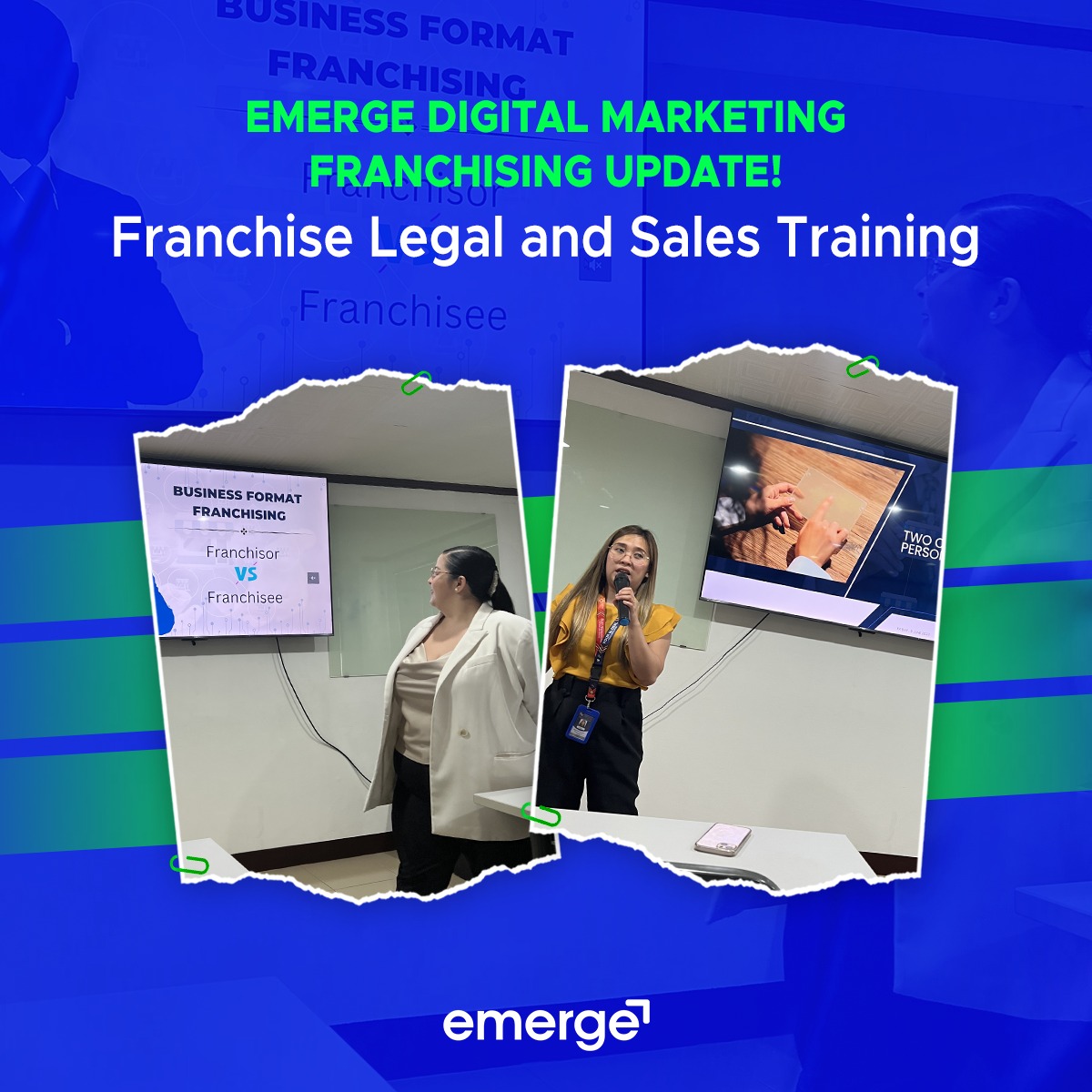 Empowering our franchising horizons!

Recently, we had the privilege of participating in a comprehensive franchise legal and sales training event alongside the visionary founders of Emerge.

#Emerge #DigitalFirst #WeAreEmerge #FranchiseTraining #EmpowerGrowth