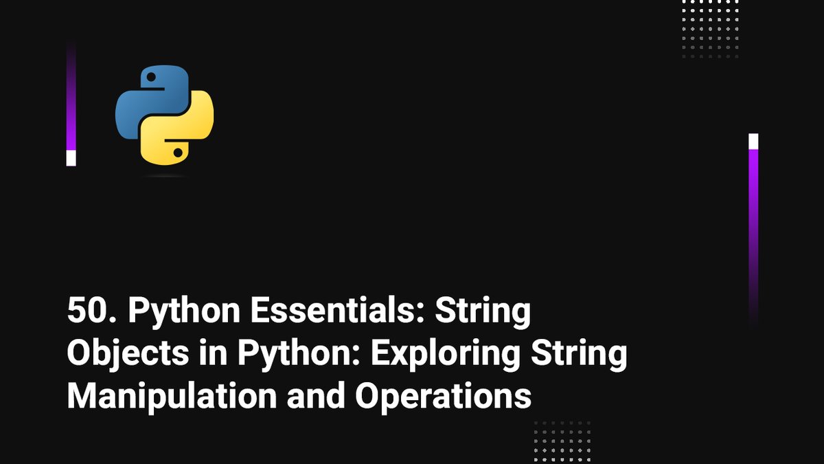 skillbakery's tweet image. 50. String Objects in Python: Exploring String Manipulation and Operations

youtu.be/PrCeGBZnU98

#deeplearning #pyhtonprogramming #learnpython #developer #skillbakerystudios #thursdaymorning #thursdayvibes #ThursdayMotivation #success