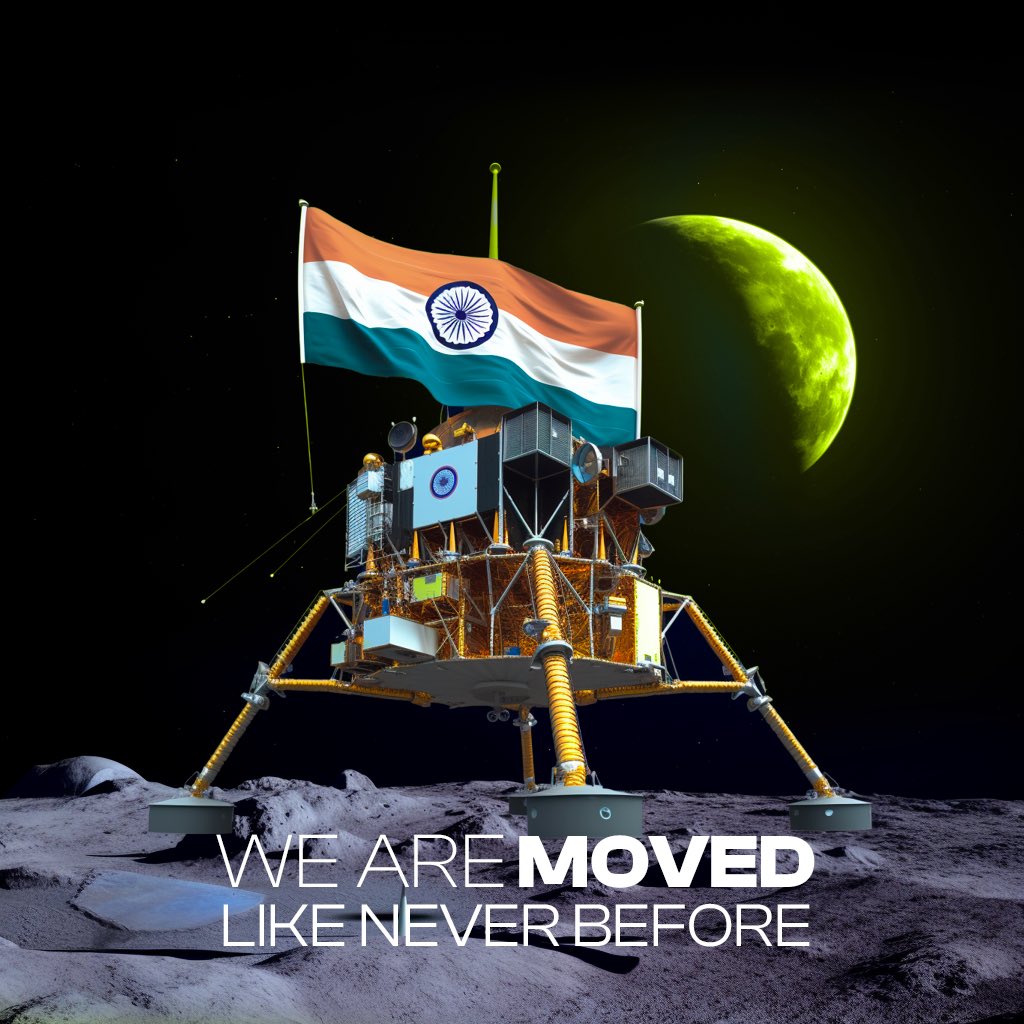 WeAreAgencyM's tweet photo. What a move by @isro ! What a leap for India! The moon landing stands as a testament to our nation's firm dedication to conquering new frontiers. This achievement sparks curiosity&amp;movement in future generations. Together, let's keep pushing boundaries. Your move now Pragyan. 🚀🇮🇳 https://t.co/w57Egtga5x