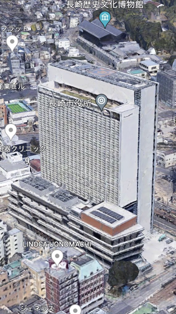 Fugio_Minecraft's tweet image. 泉山市役所のモデル長崎市役所がGoogle Earthで更新されていました！！