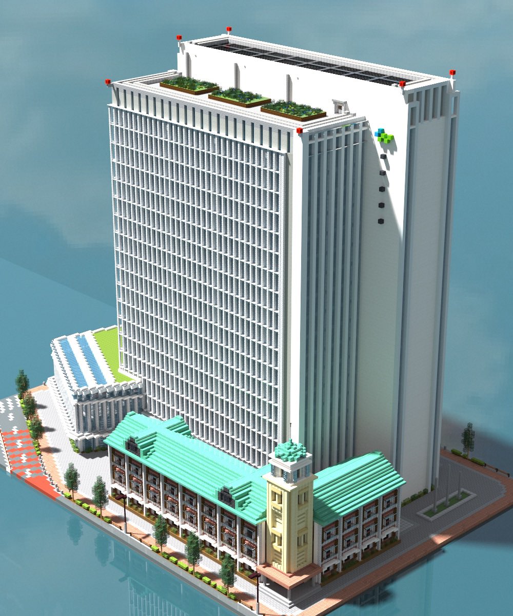 Fugio_Minecraft's tweet image. 泉山市役所のモデル長崎市役所がGoogle Earthで更新されていました！！