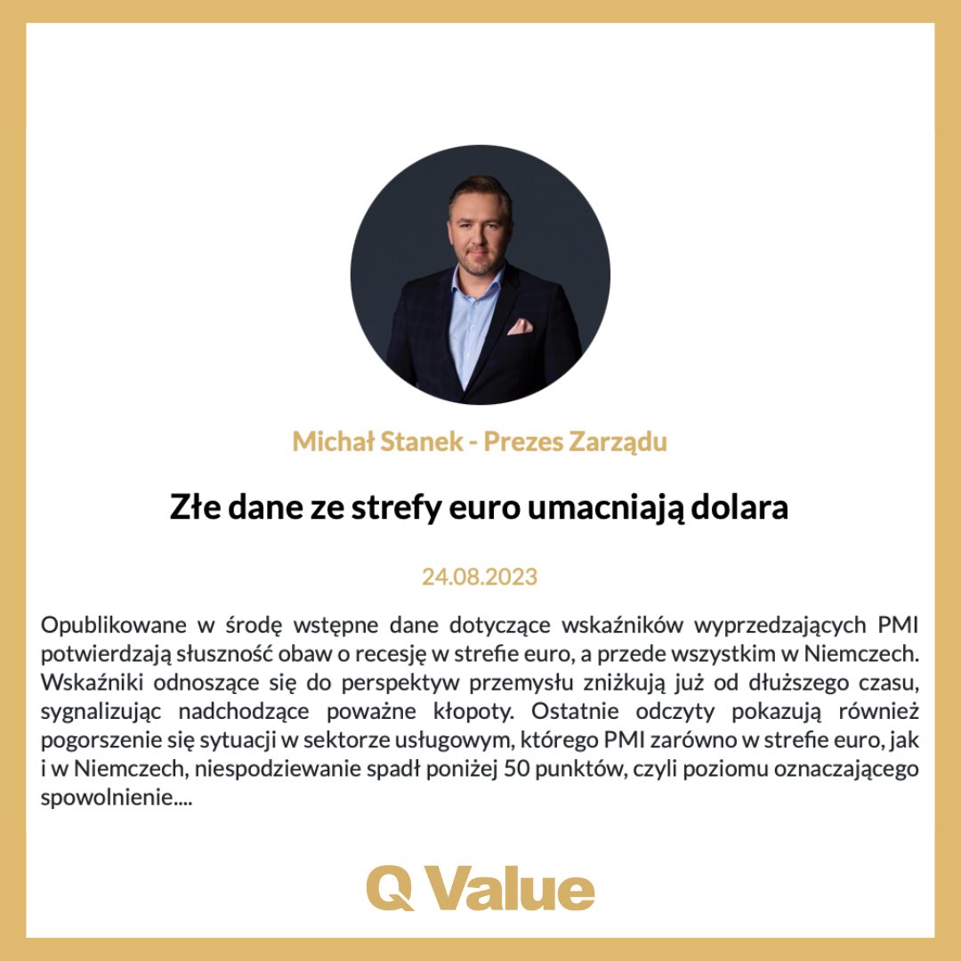 QValueSA's tweet photo. Zapraszamy do porannego komentarza Michal Stanek, Prezesa Zarządu Q Value. Wszystkim życzymy miłej lektury 📲 https://t.co/SYJkczR9H5

#qvalue #komentarz #usd #euro #kursywalut https://t.co/B4884QDpyR